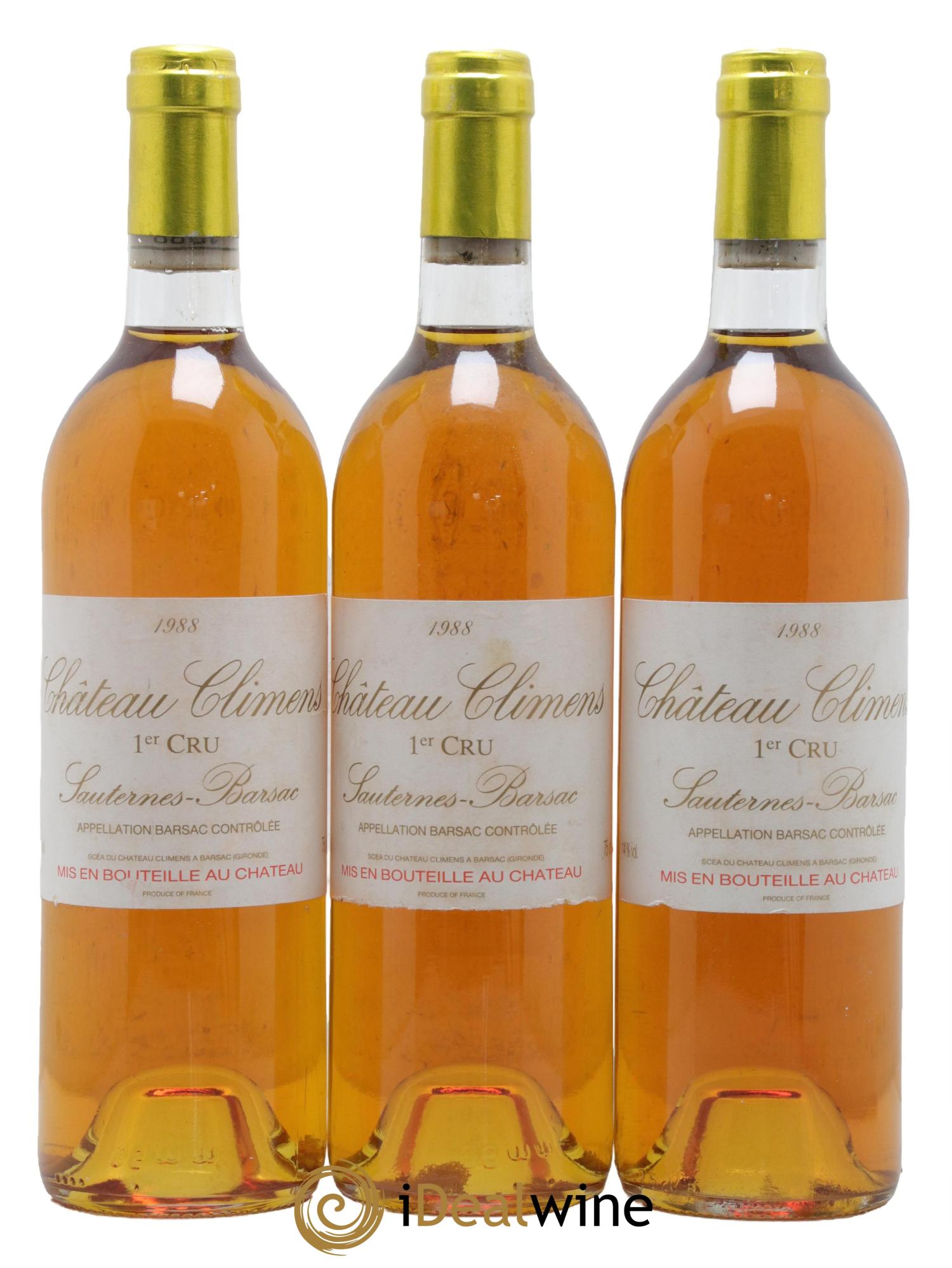 Château Climens 1er Grand Cru Classé 1988 - Lotto di 3 bottiglie - 0
