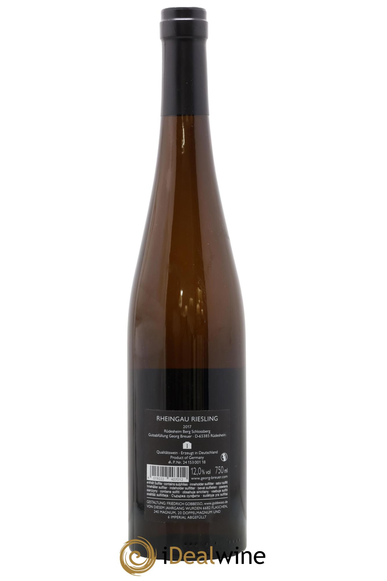 Allemagne Rheingau Riesling Rudesheim Berg Schlossberg Georg Breuer 2017 - Lot of 1 bottle - 1