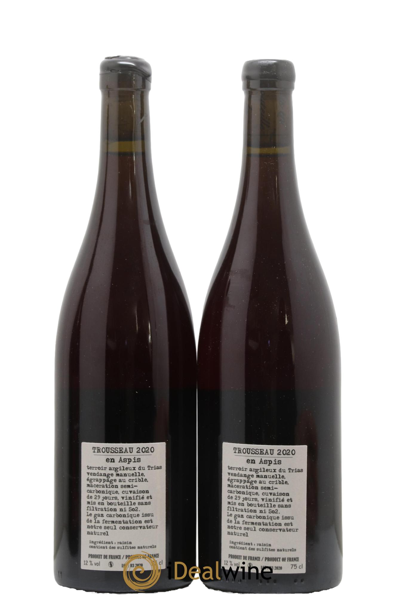 Arbois Pupillin Trousseau En Aspis  Adeline Houillon & Renaud Bruyère 2020 - Lotto di 2 bottiglie - 1