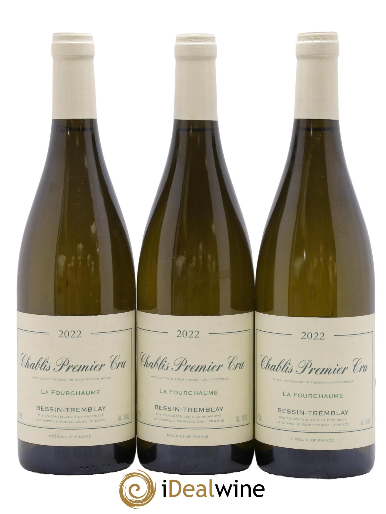 Chablis 1er Cru Fourchaume Bessin-Tremblay 2022 - Lot of 3 bottles - 0