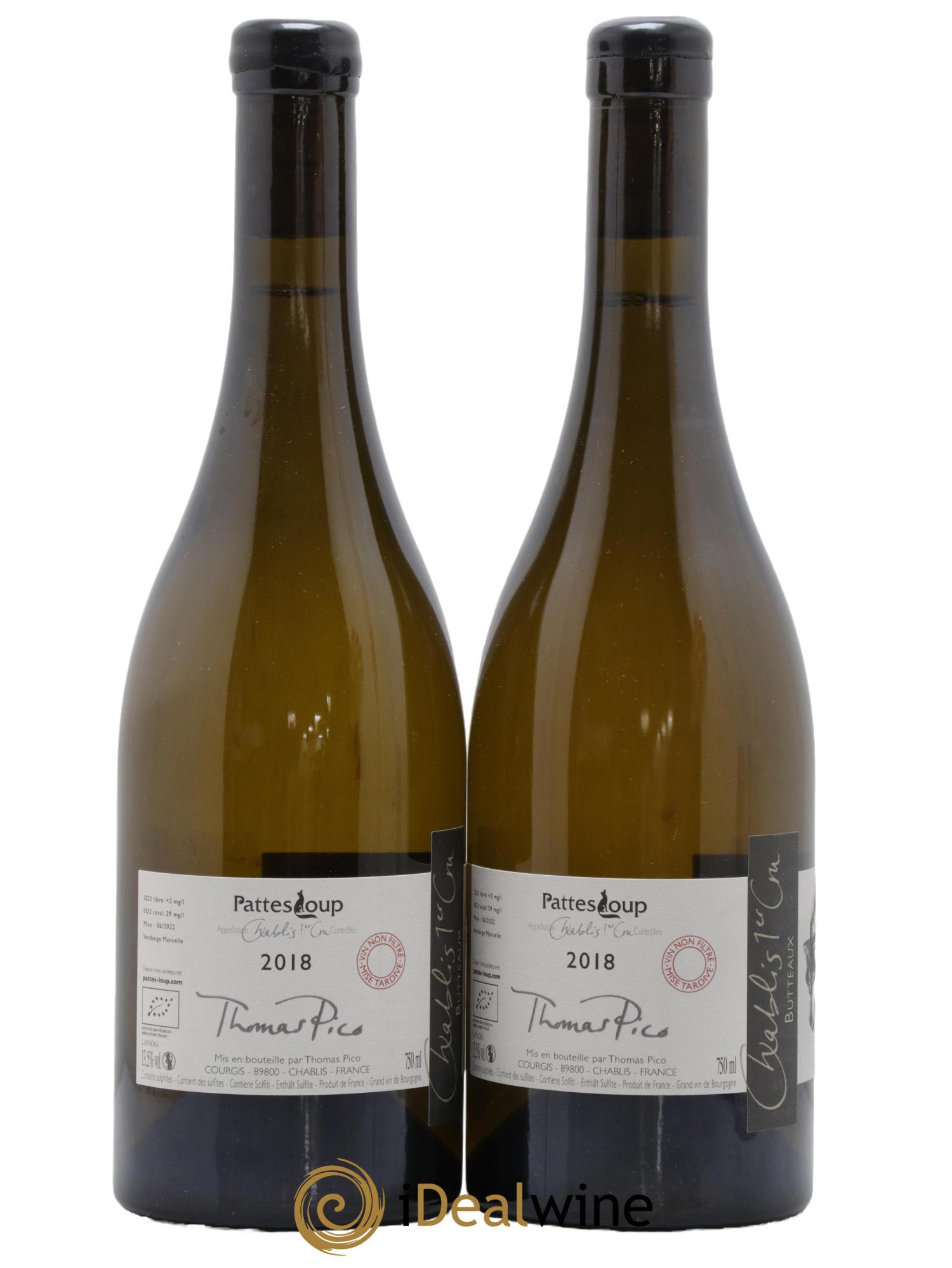 Chablis 1er Cru Butteaux Pattes Loup (Domaine) 2018 - Lot de 2 bouteilles - 1