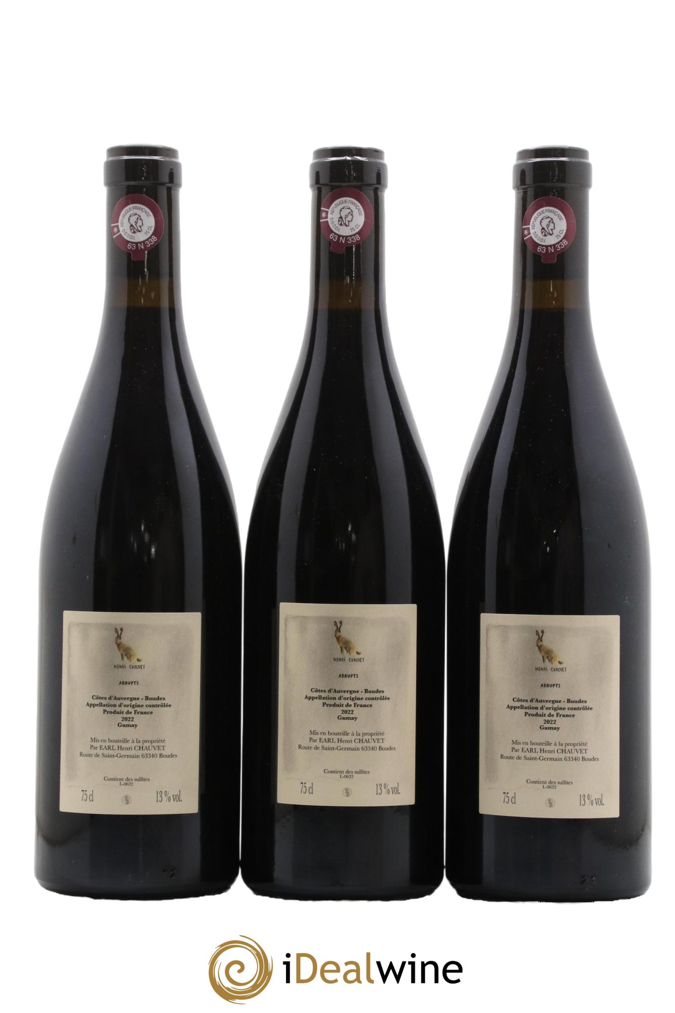 Côtes d'Auvergne Abrupts Henri Chauvet 2022 - Lot de 3 bouteilles - 1