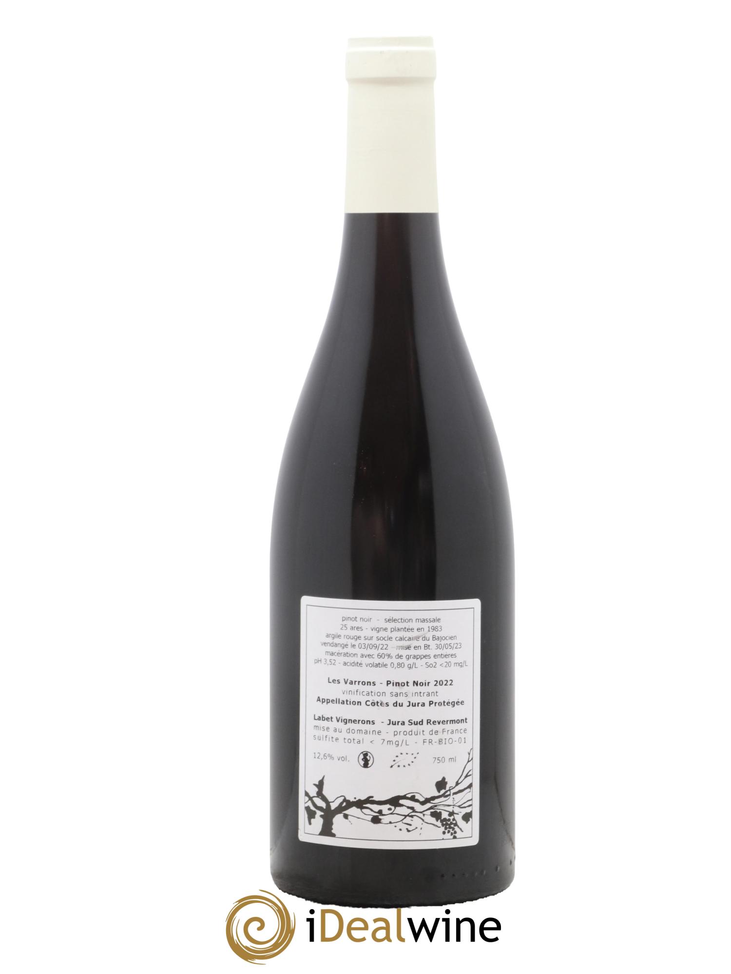 Côtes du Jura Pinot Noir Les Varrons Sélection Massale Romain - Julien - Charline Labet 2022 - Lot de 1 bouteille - 1