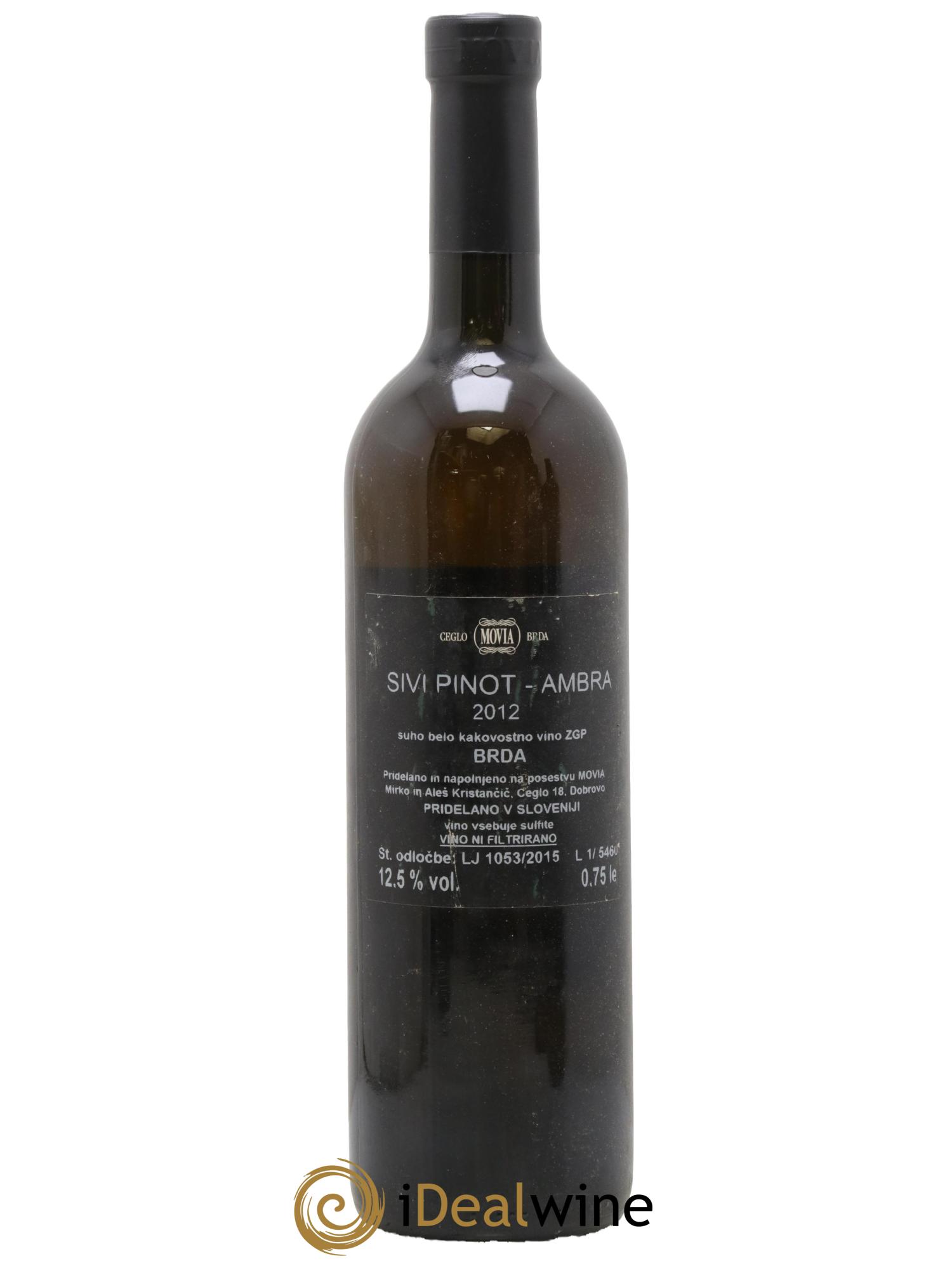 Vins Etrangers Slovenie Sivi Pinot Ambra Movia 2012 - Lot of 1 bottle - 1