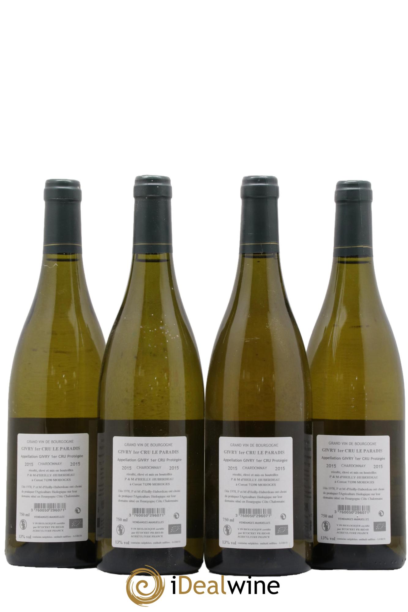 Givry 1er Cru Le Paradis Jean-Pierre Gillot 2015 - Lot de 4 bouteilles - 1