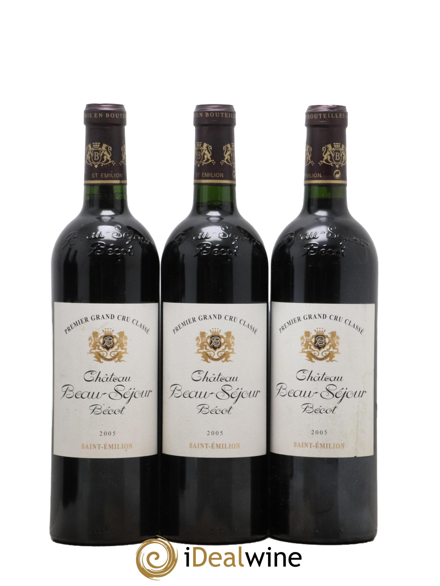 Château Beau-Séjour Bécot 1er Grand Cru Classé B 2005 - Lotto di 3 bottiglie - 0