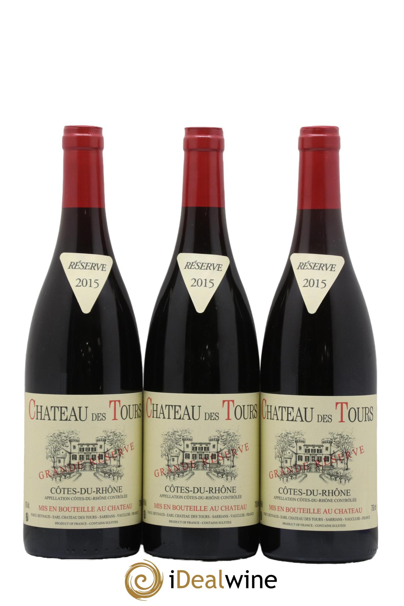 Côtes-du-Rhône Château des Tours Grande Réserve Emmanuel Reynaud 2015 - Lot of 3 bottles - 0
