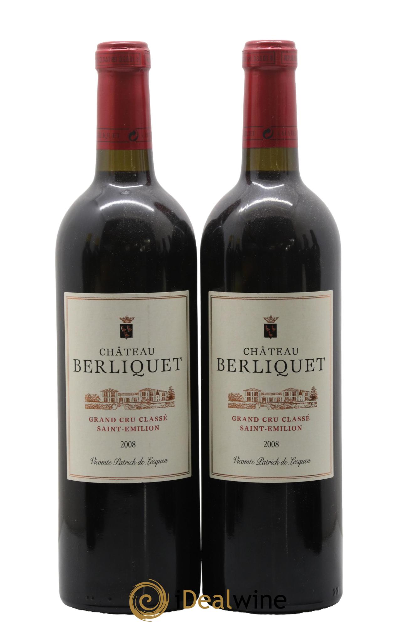 Château Berliquet Grand Cru Classé 2008 - Lotto di 2 bottiglie - 0