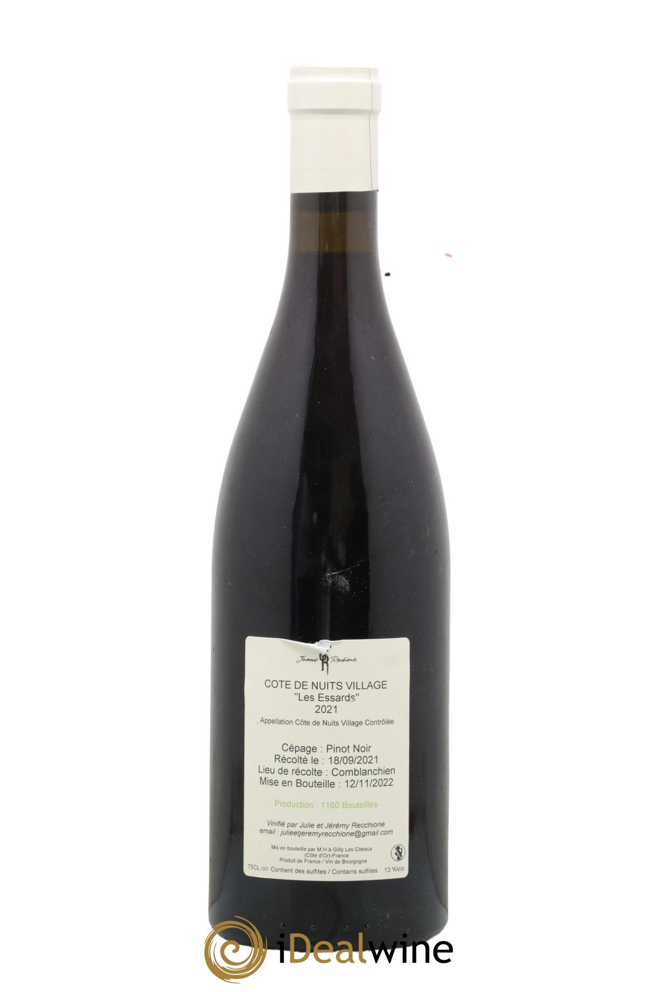 Côte de Nuits-Villages Les Essarts Jérémy Recchione 2021 - Lot de 1 bouteille - 1