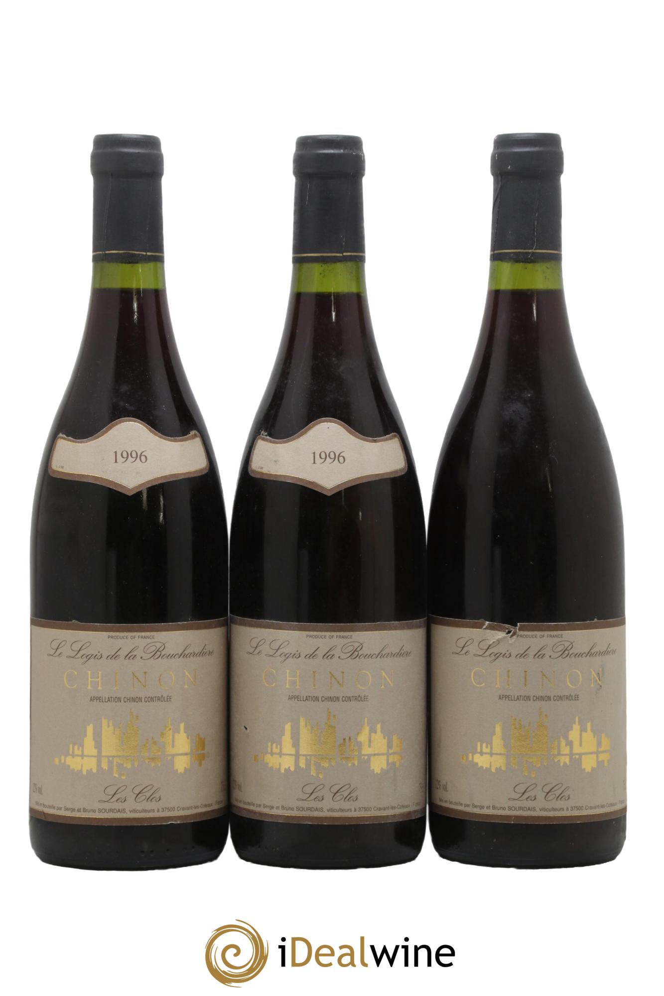 Chinon Les Clos Logis de la Bouchardière 1996 - Lot de 3 bouteilles - 0