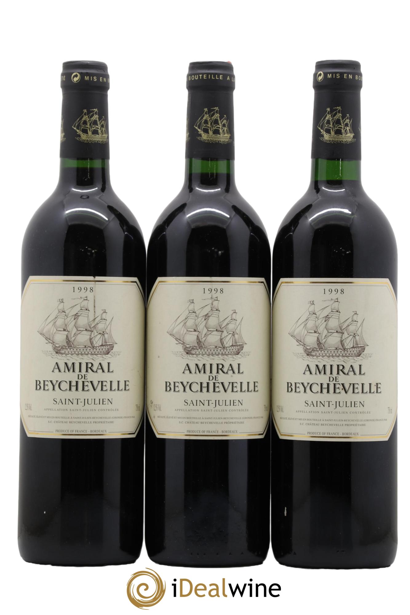 Amiral de Beychevelle Second Vin 1998 - Lot de 3 bouteilles - 0