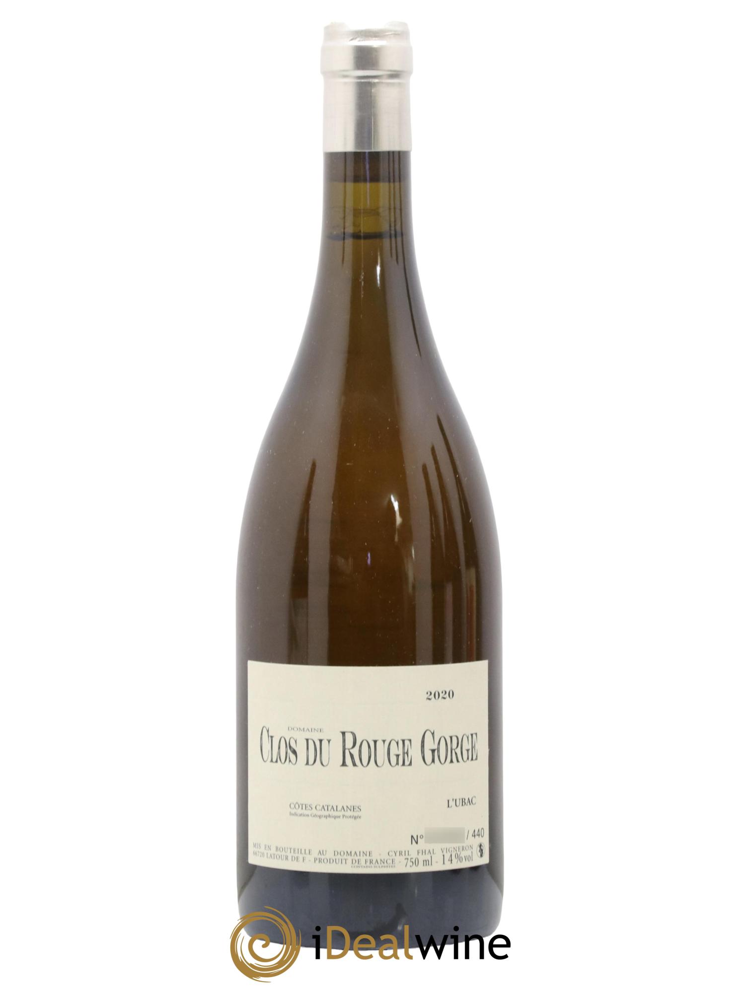 Côtes Catalanes Clos du Rouge Gorge L'Ubac Cyril Fhal 2020 - Lot de 1 bouteille - 0