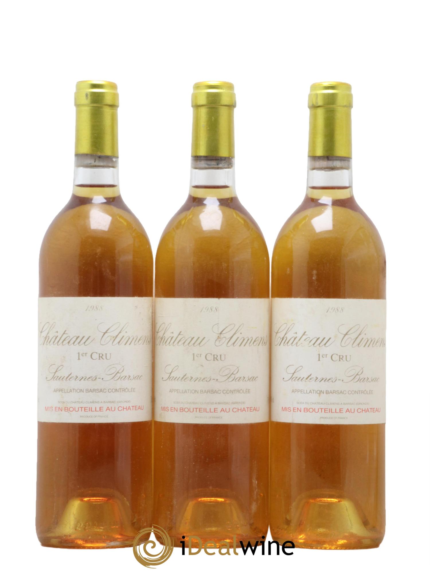 Château Climens 1er Grand Cru Classé 1988 - Lotto di 3 bottiglie - 0