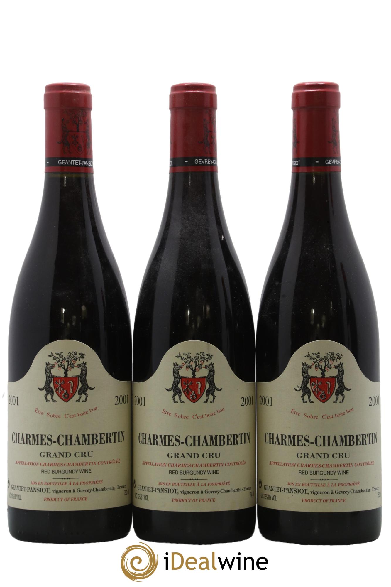 Charmes-Chambertin Grand Cru Geantet-Pansiot 2001 - Lot of 3 bottles - 0