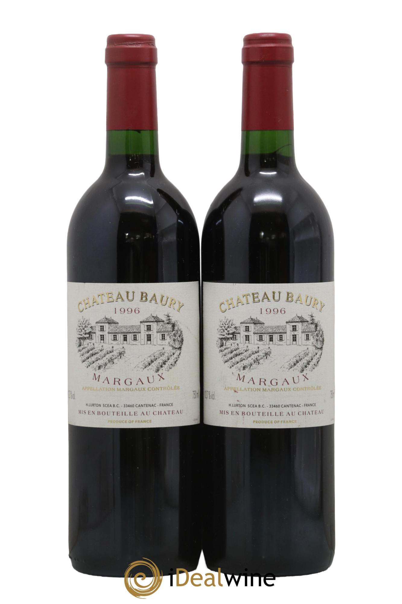 Margaux Château Baury 1996 - Lotto di 2 bottiglie - 0