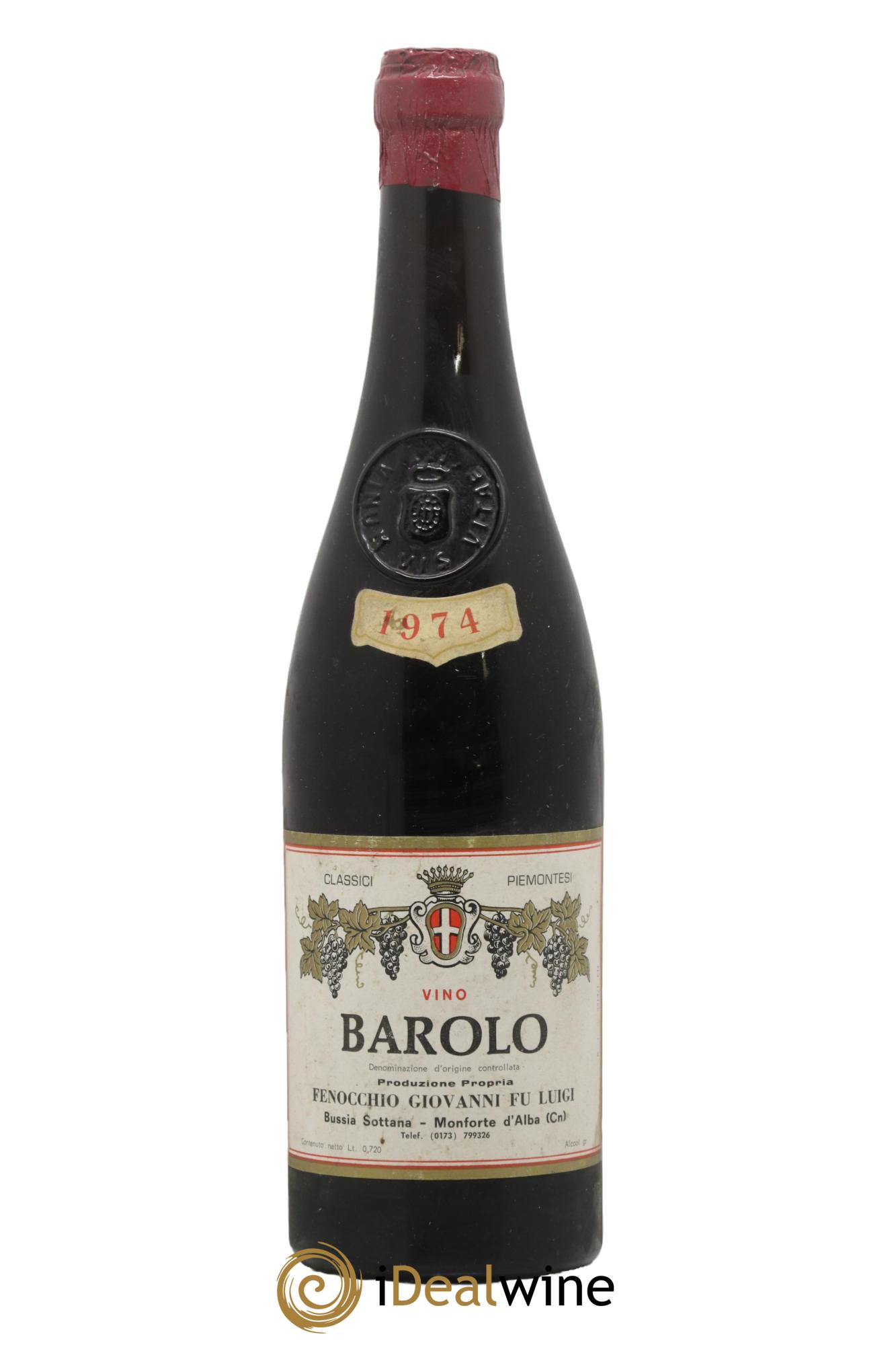 Barolo Fenocchio Giovanni Bussia Sottana 1974 - Lot de 1 bouteille - 0