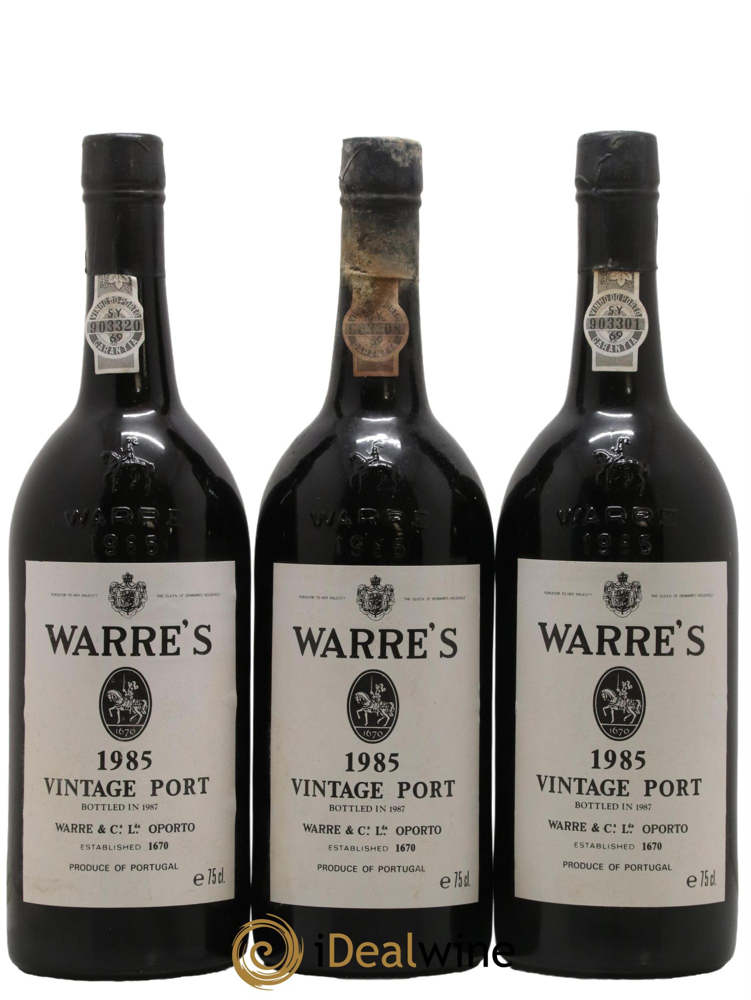 Porto Vintage port Warre's 1985 - Lot de 3 bouteilles - 0