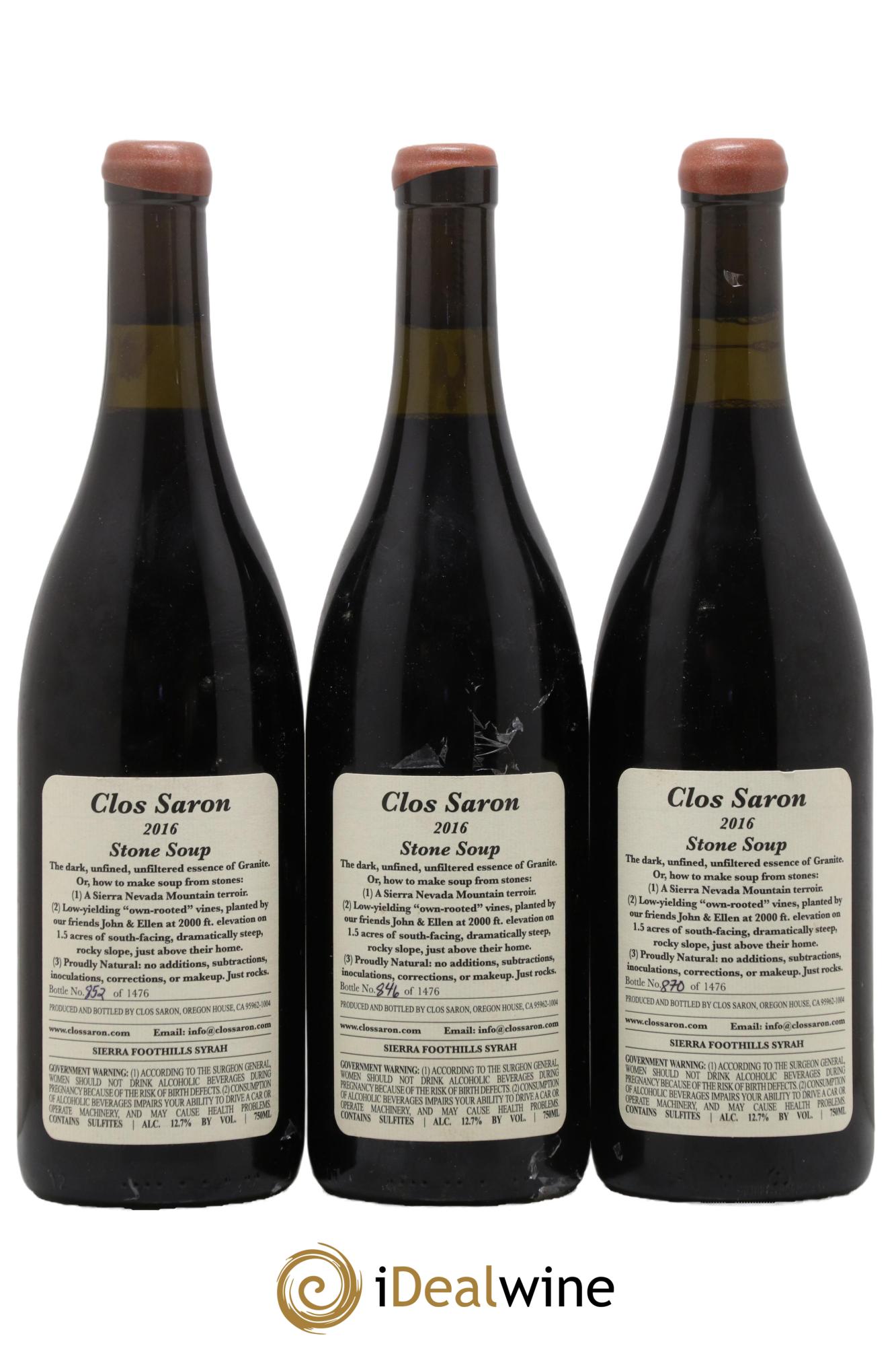 USA Sierra Foothills Stone Soup Clos Saron 2016 - Lot de 3 bouteilles - 1