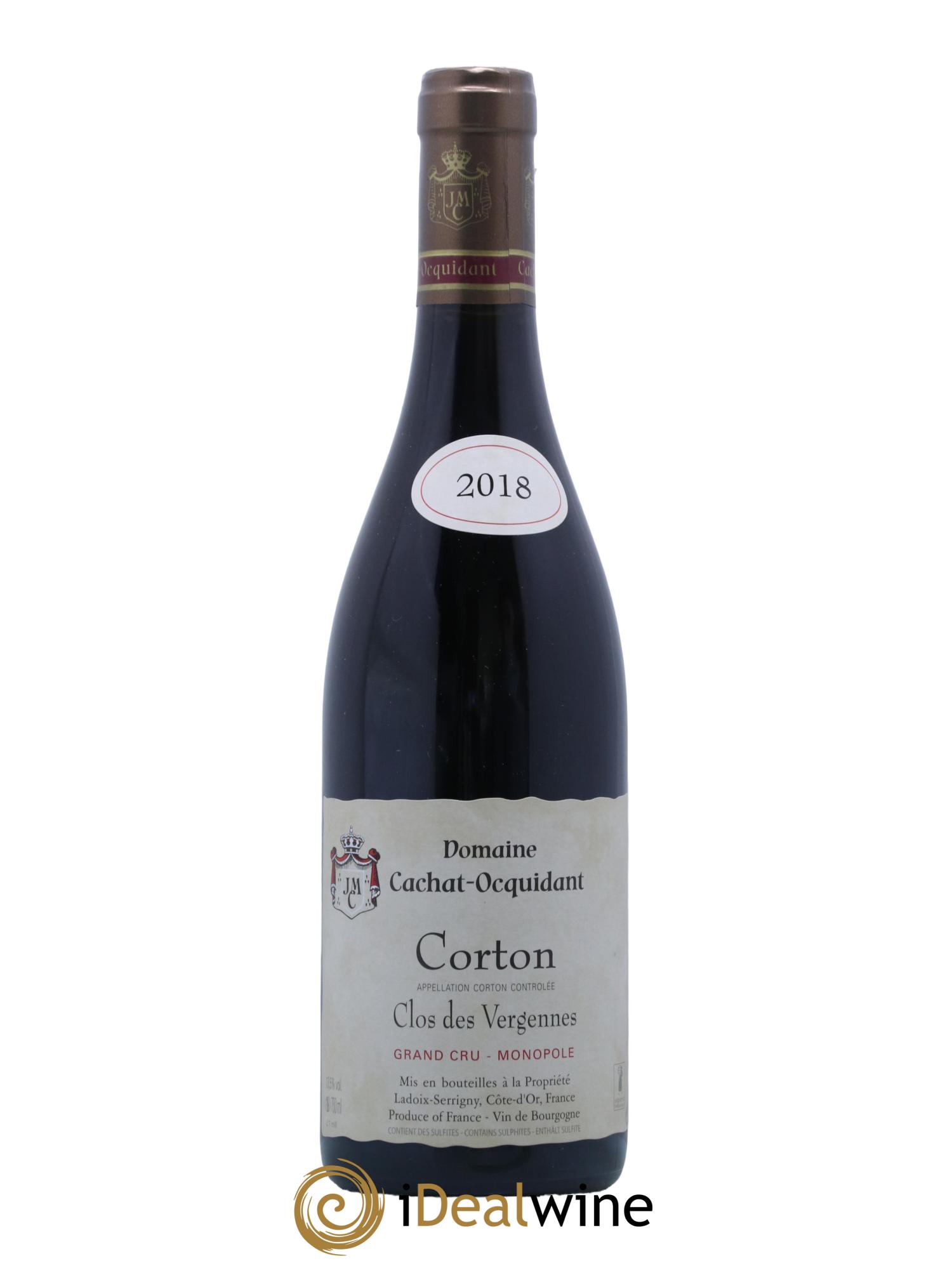 Corton Grand Cru Clos des Vergennes Cachat-Ocquidant 2018 - Lot de 1 bouteille - 0