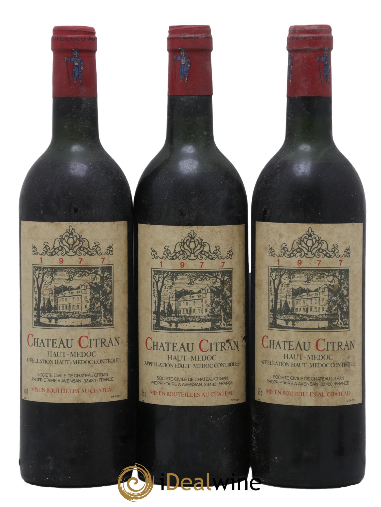 Château Citran Cru Bourgeois 1977 - Lot de 3 bouteilles - 0
