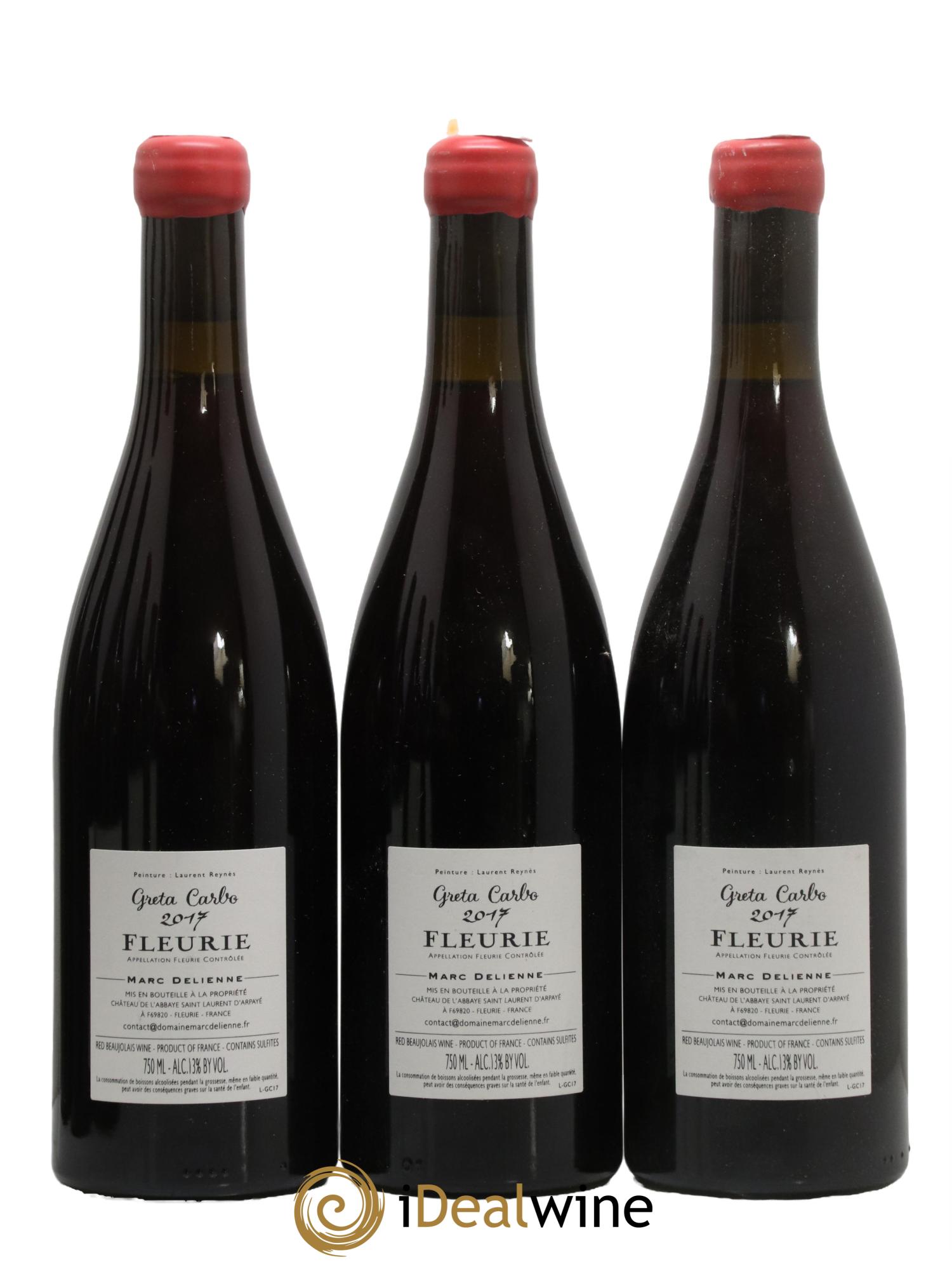 Fleurie Greta Carbo Marc Delienne 2017 - Lot of 3 bottles - 1