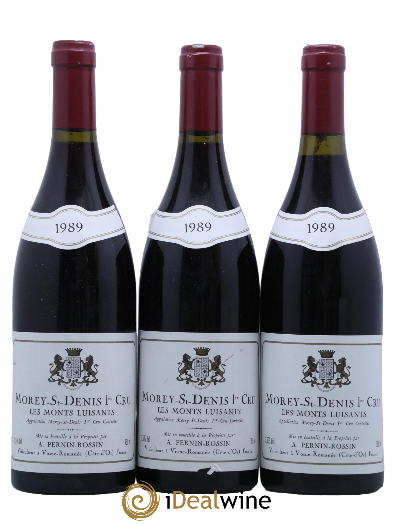Morey-Saint-Denis 1er Cru Les Monts Luisants Pernin Rossin 1989 - Lot de 3 bouteilles - 0