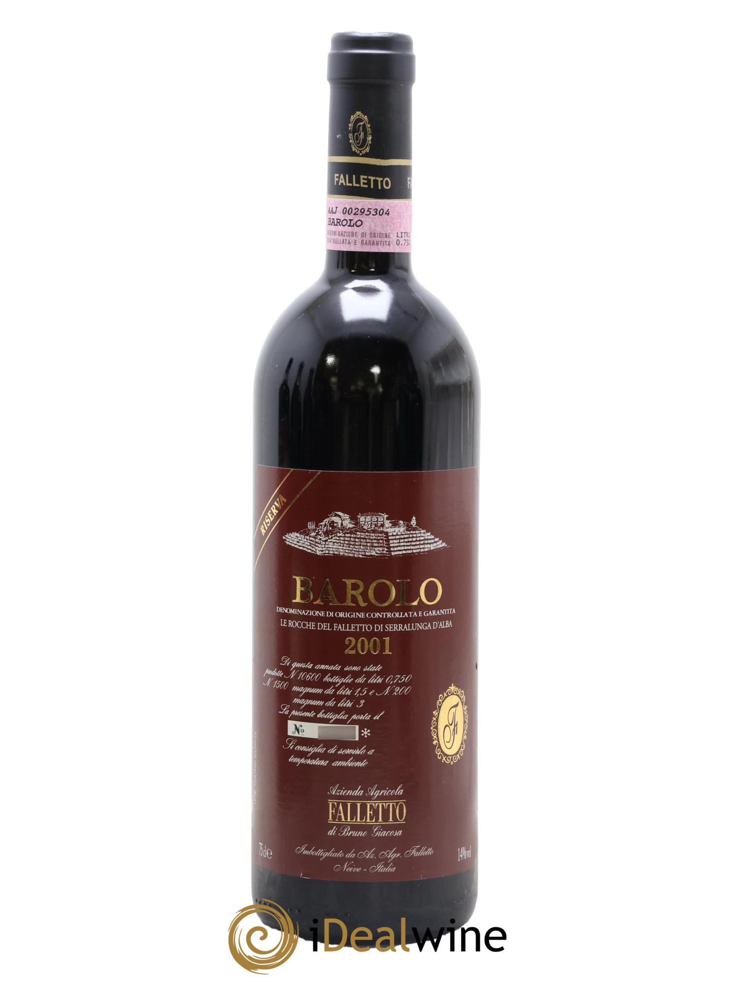 Barolo DOCG Riserva Le Rocche del Falletto Falletto - Bruno Giacosa 2001 - Posten von 1 Flasche - 0
