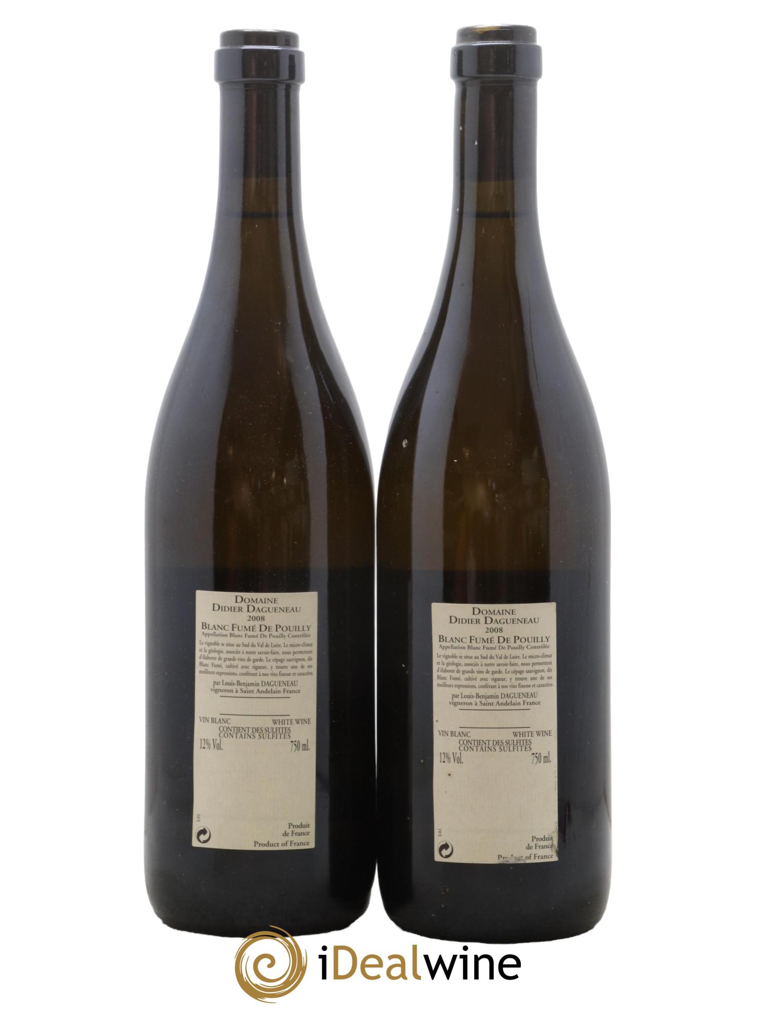 Pouilly-Fumé Blanc Fumé de Pouilly Dagueneau (Domaine Didier - Louis-Benjamin)  2008 - Lot of 2 bottles - 1