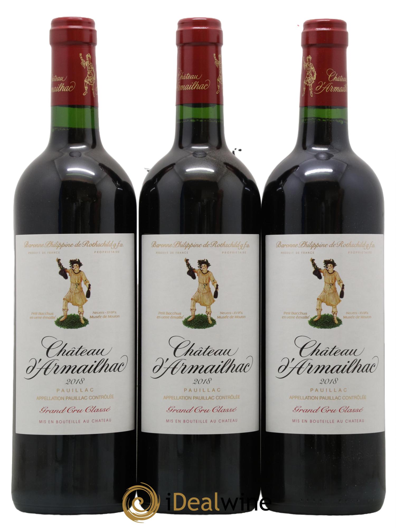 Château d' Armailhac - Mouton Baron(ne) Philippe 5ème Grand Cru Classé 2018 - Lot de 3 bouteilles - 0