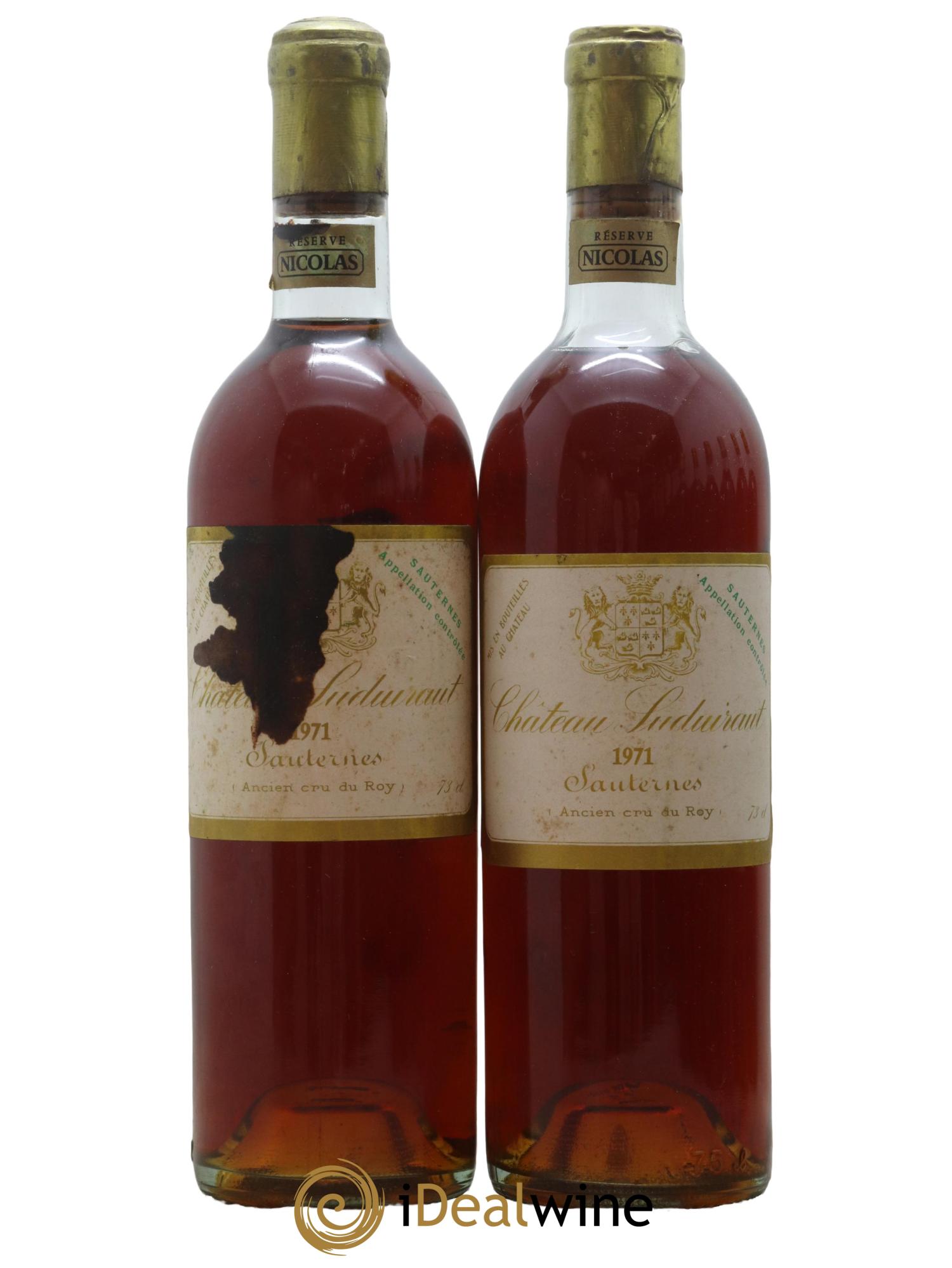 Château Suduiraut 1er Grand Cru Classé 1971 - Lotto di 2 bottiglie - 0