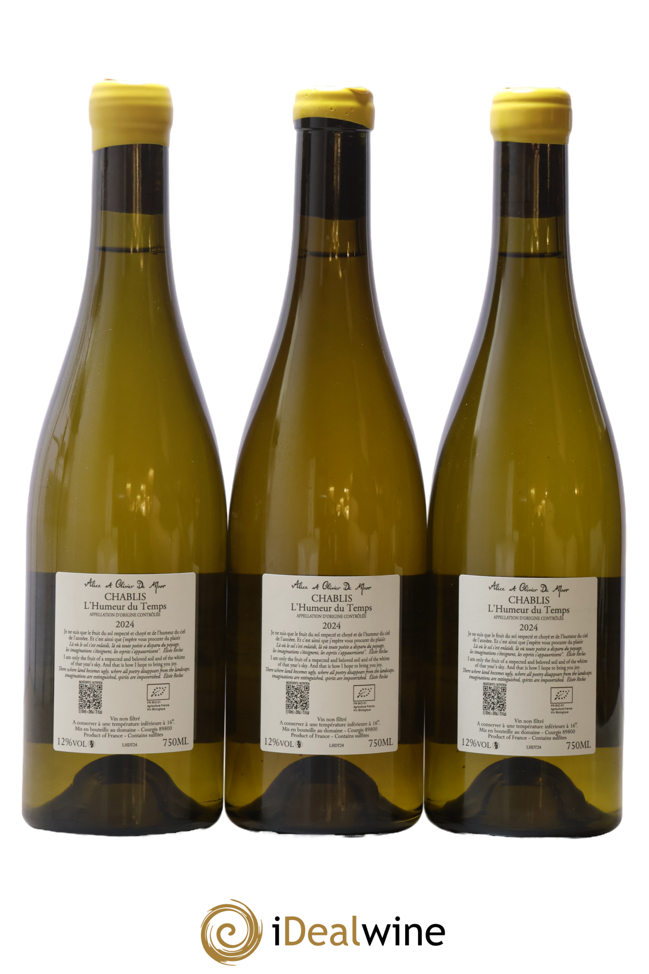 Chablis L'Humeur du Temps Alice et Olivier De Moor 2024 - Lotto di 3 bottiglie - 1