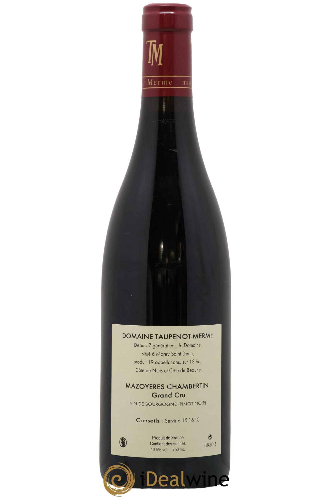 Mazoyères-Chambertin Grand Cru Taupenot-Merme 2015 - Lot de 1 bouteille - 1