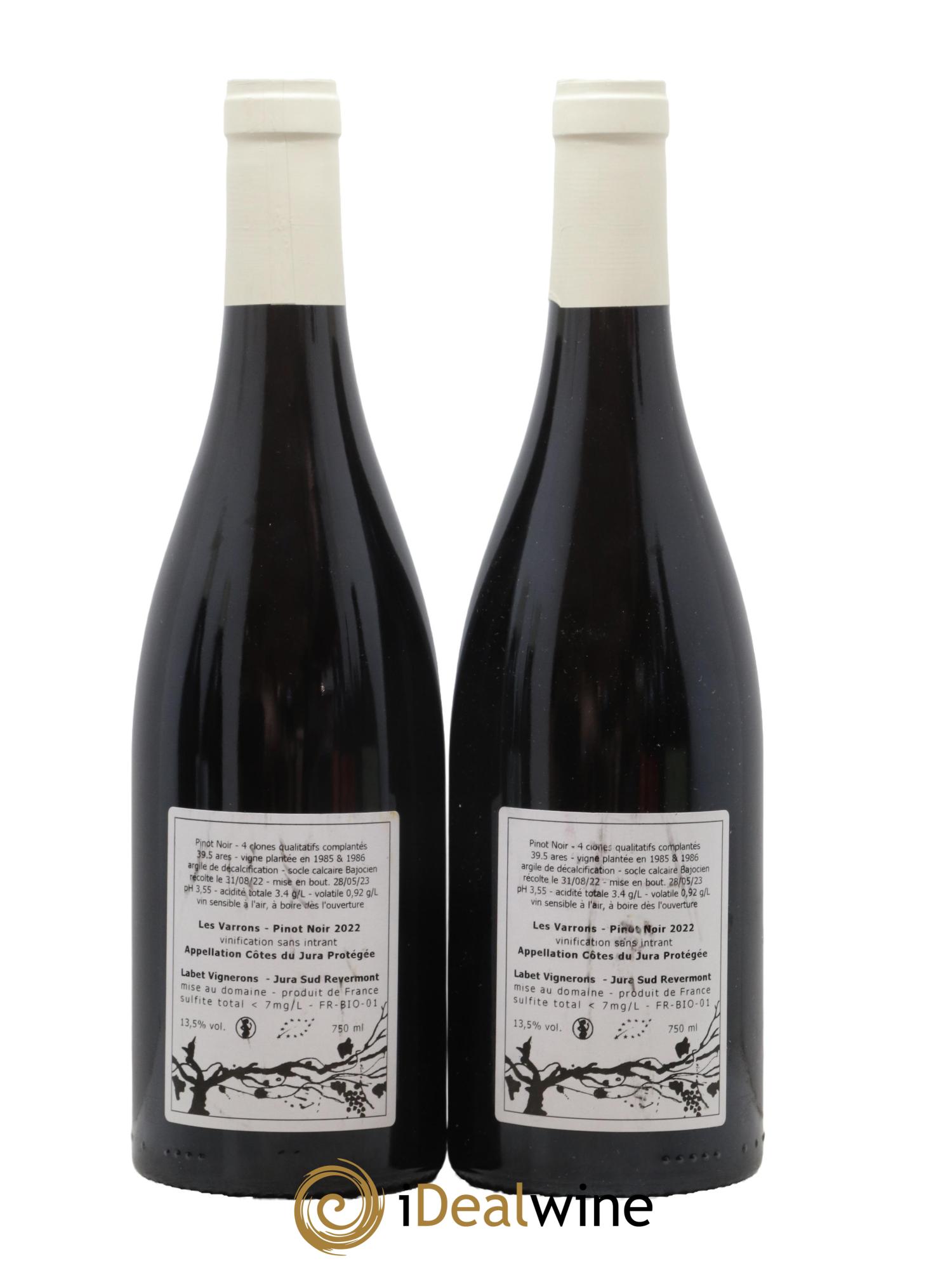 Côtes du Jura Pinot Noir Les Varrons Sélection Massale Romain - Julien  - Charline Labet 2022 - Lot de 2 bouteilles - 1