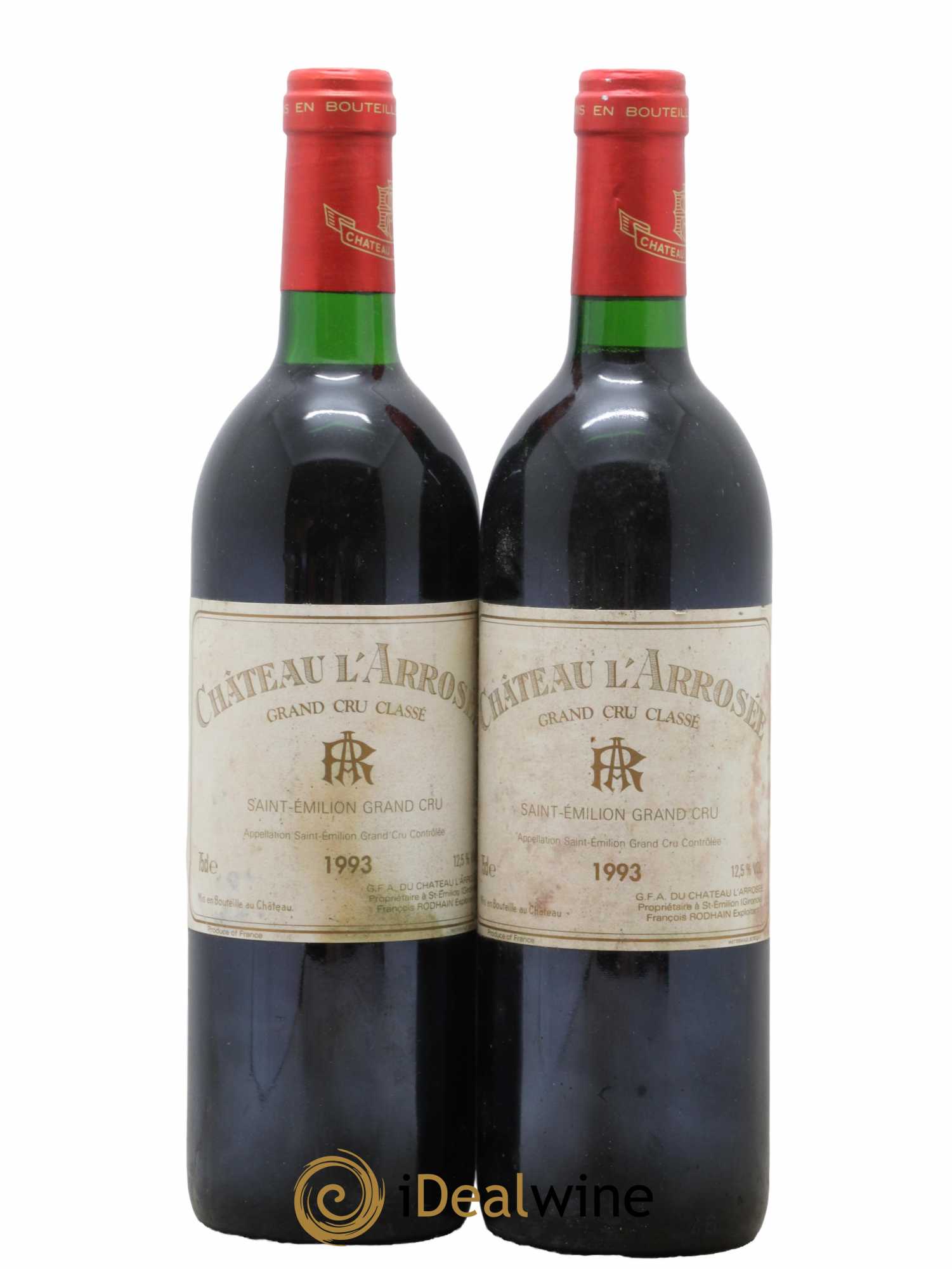 Château l' Arrosée Grand Cru Classé 1993 - Lot de 2 bouteilles - 0