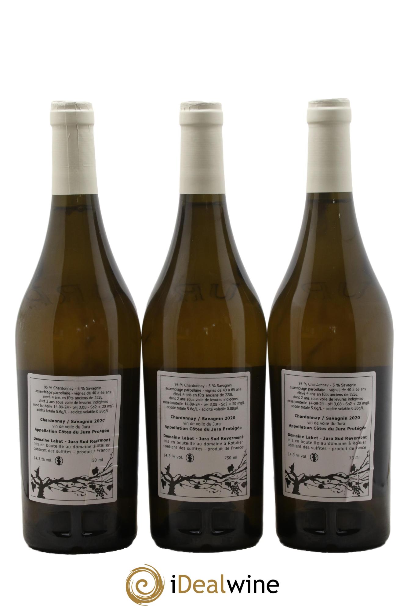 Côtes du Jura Vin de Voile Chardonnay-Savagnin cuvée de garde Romain - Julien  - Charline Labet 2020 - Lot de 3 bouteilles - 1