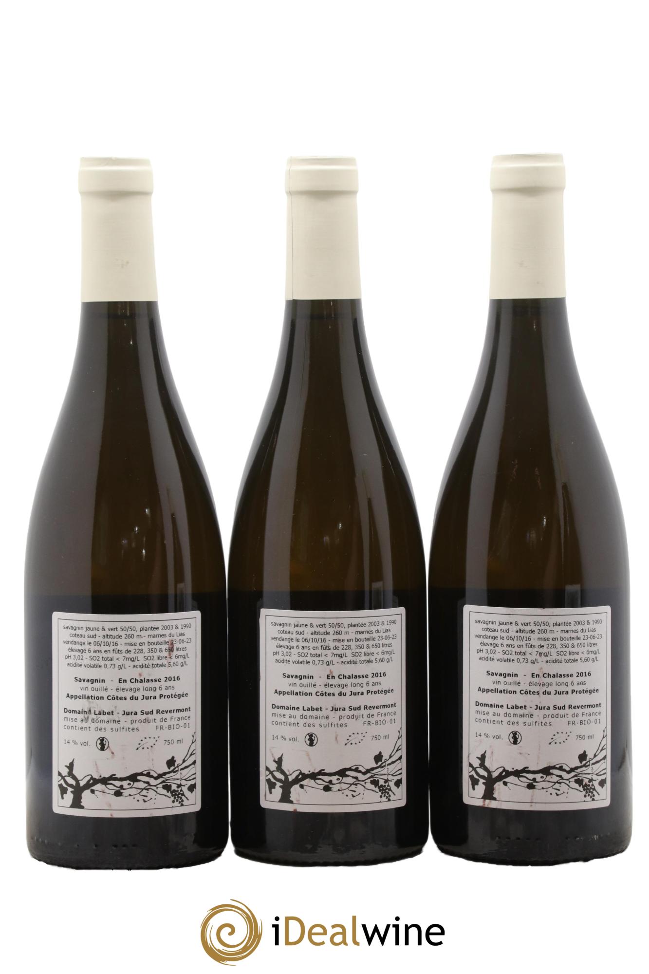 Côtes du Jura Savagnin en Chalasse Elevage Long Romain - Julien  - Charline Labet 2016 - Lot of 3 bottles - 1