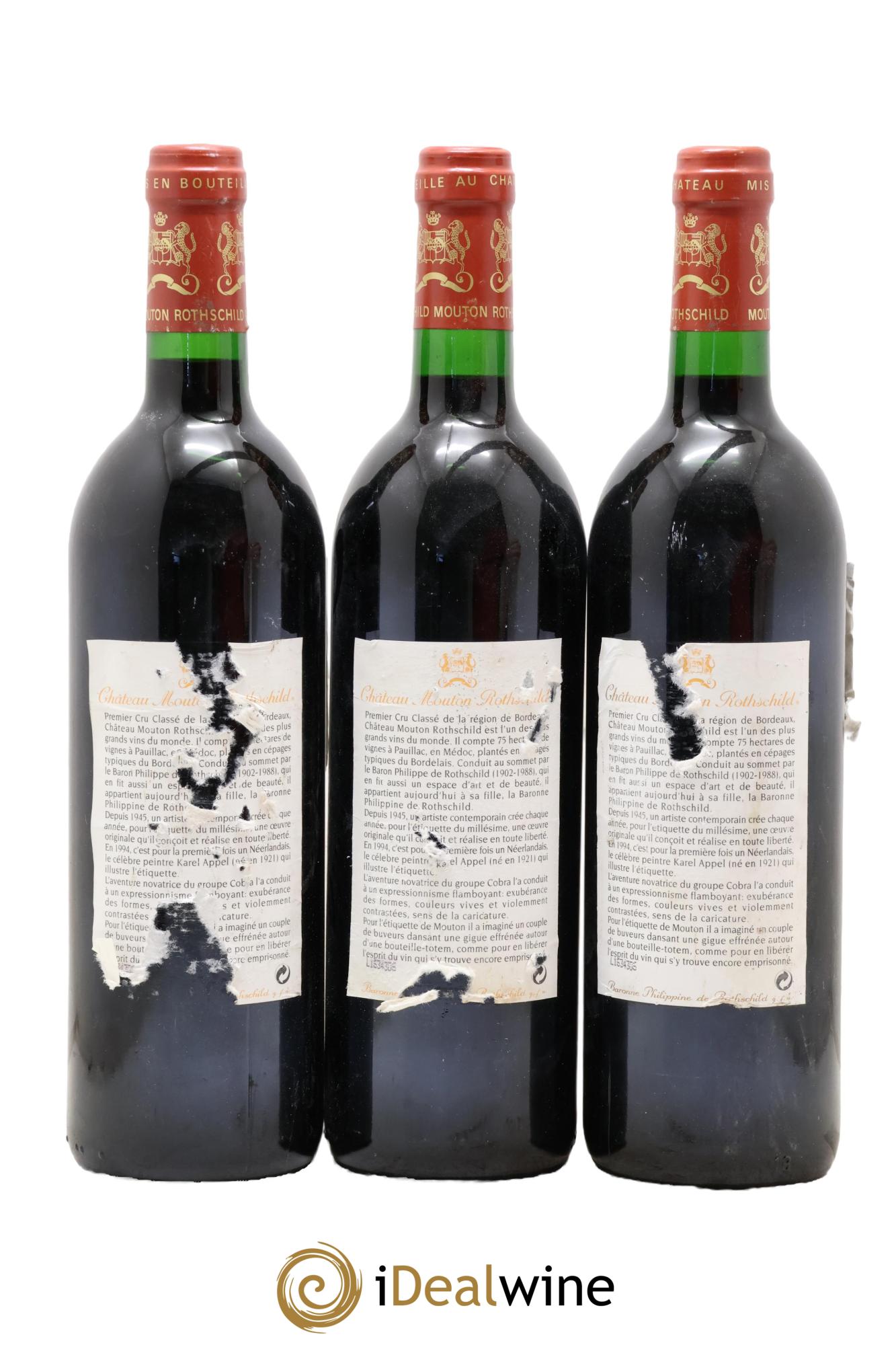 Château Mouton Rothschild 1er Grand Cru Classé 1994 - Lotto di 3 bottiglie - 1