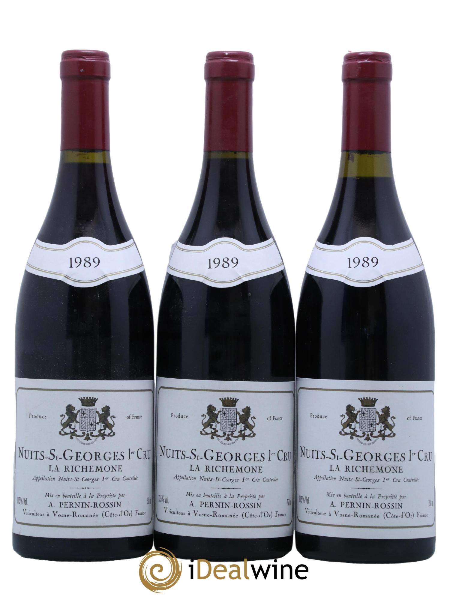 Nuits-Saint-Georges 1er Cru La Richemone Pernin-Rossin 1989 - Lot de 3 bouteilles - 0