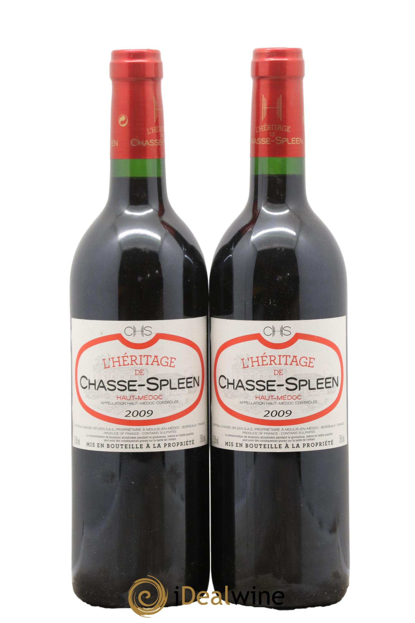 Héritage (Ermitage) de Chasse Spleen 2009 - Lot of 2 bottles - 0