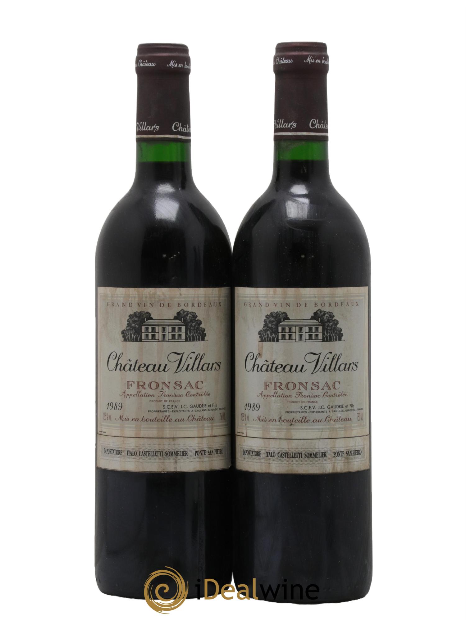 Fronsac Château Villars 1989 - Lot de 2 bouteilles - 0