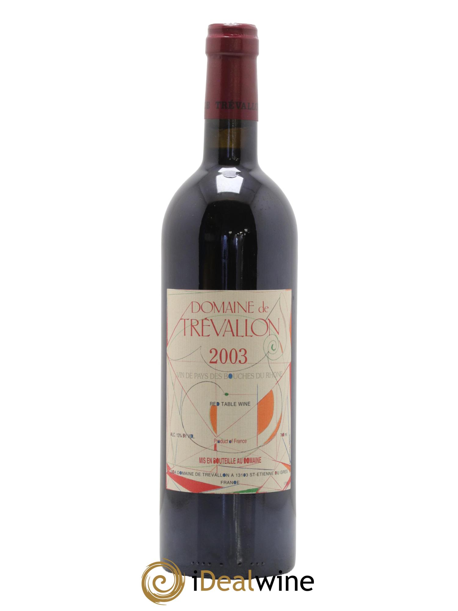 VDP Bouches du Rhône Trévallon (Domaine de) Eloi Dürrbach 2003 - Lot de 1 bouteille - 0
