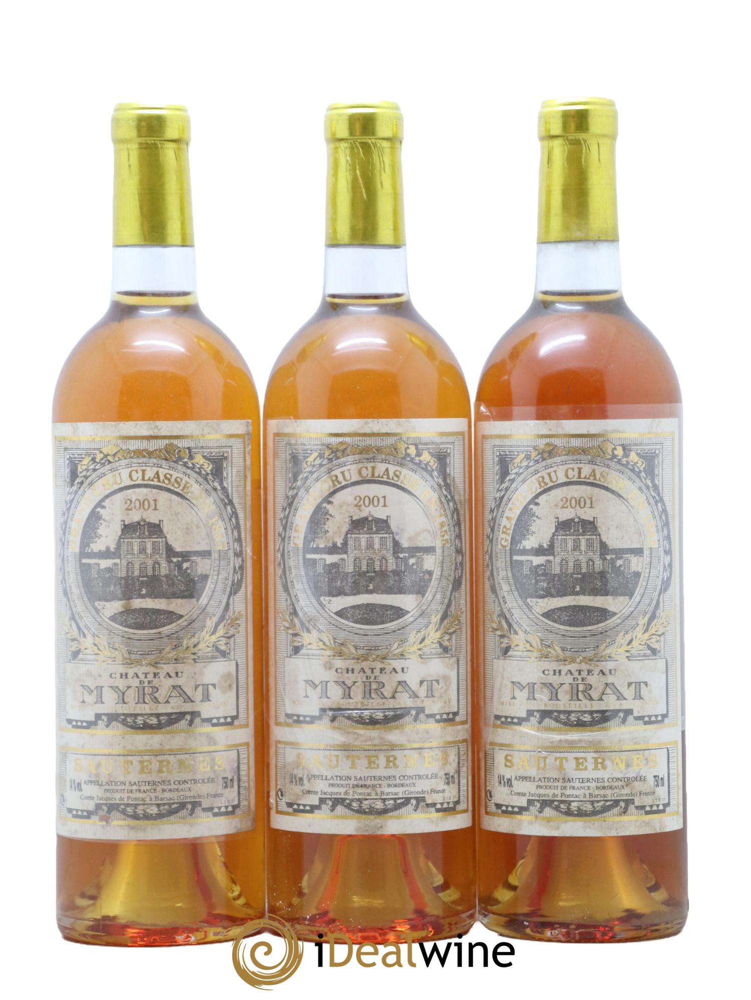 Château de Myrat 2ème Grand Cru Classé 2001 - Lotto di 3 bottiglie - 0