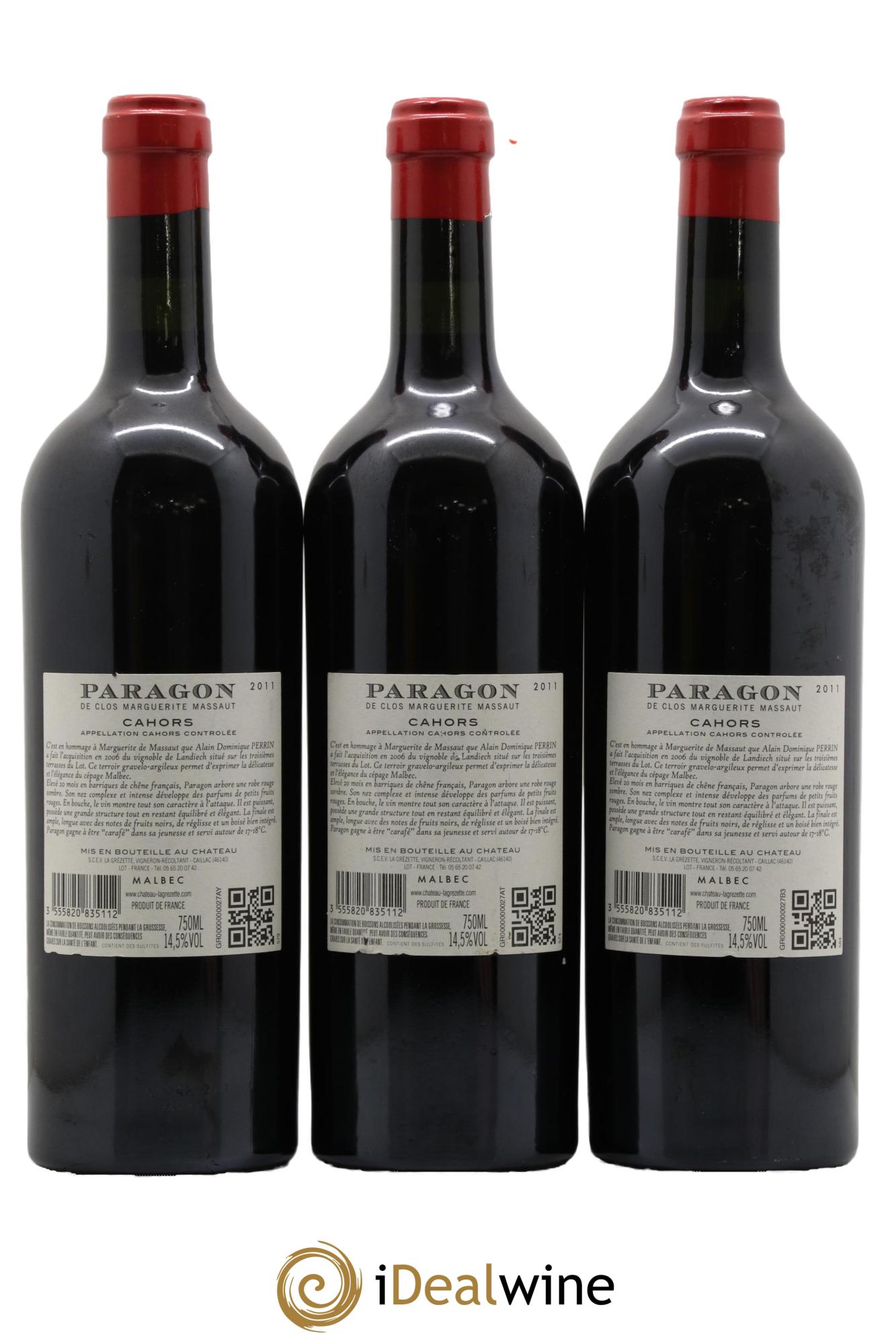Cahors Paragon Massaut 2011 - Lot de 3 bouteilles - 1
