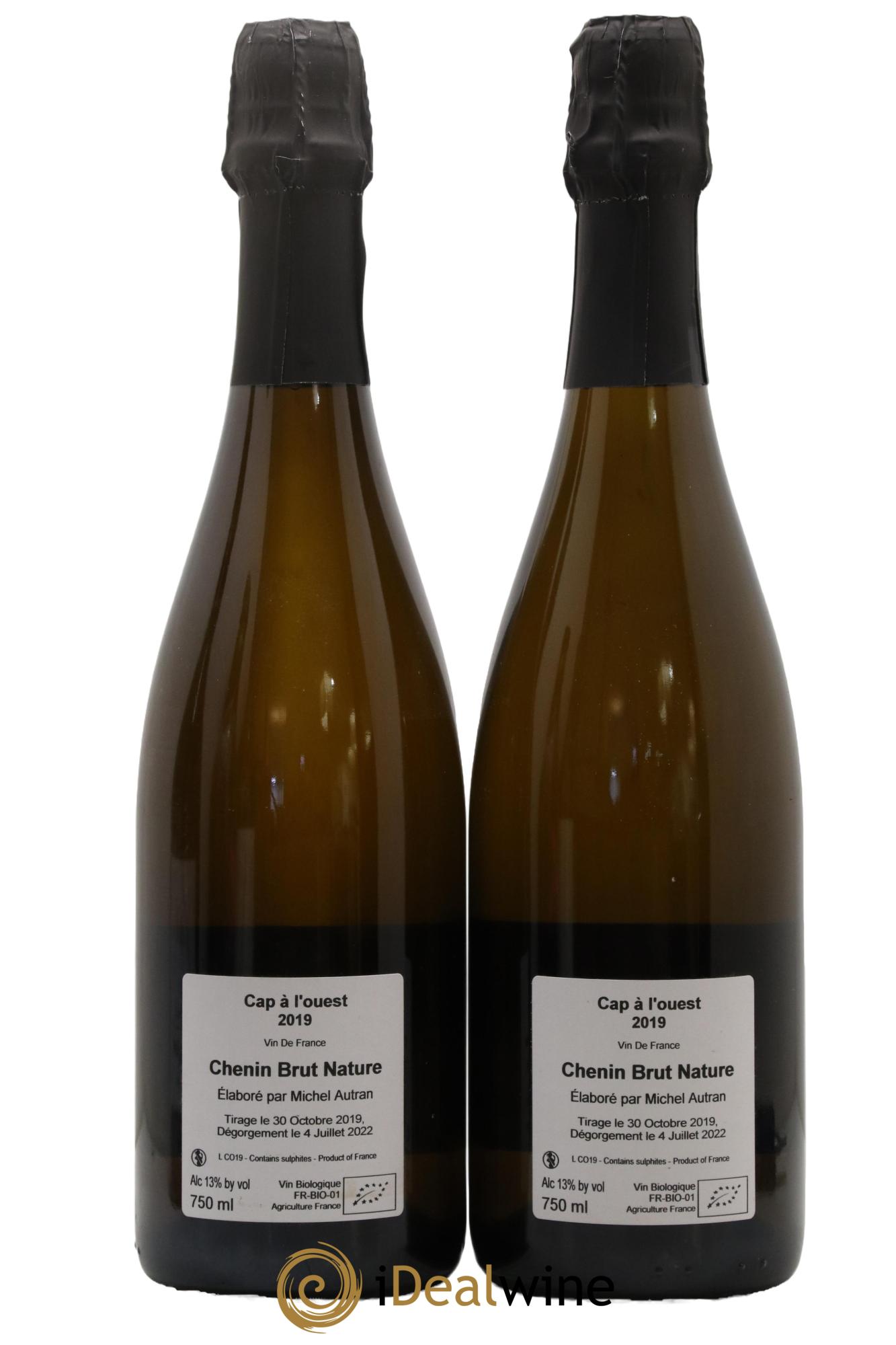 Vin de France Chenin Brut Nature Cap à L'Ouest Michel Autran 2019 - Lot de 2 bouteilles - 1