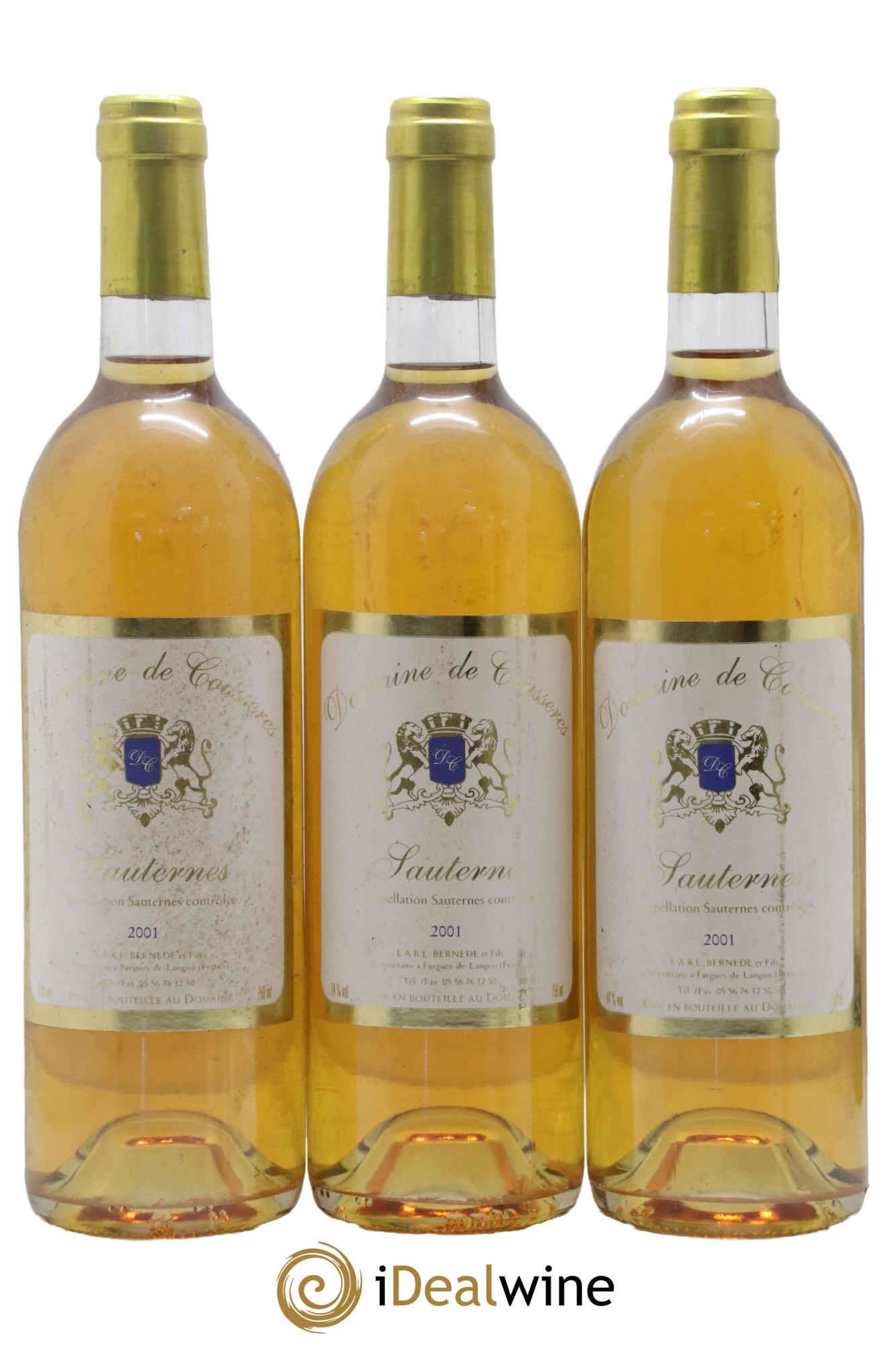 Sauternes Domaine de Cousseres 2001 - Lot de 3 bouteilles - 0
