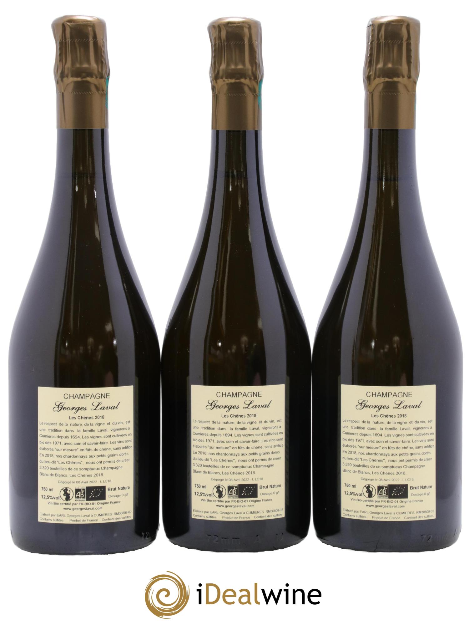 Les Chênes 1er Cru Brut Nature Georges Laval 2018 - Lot de 3 bouteilles - 1