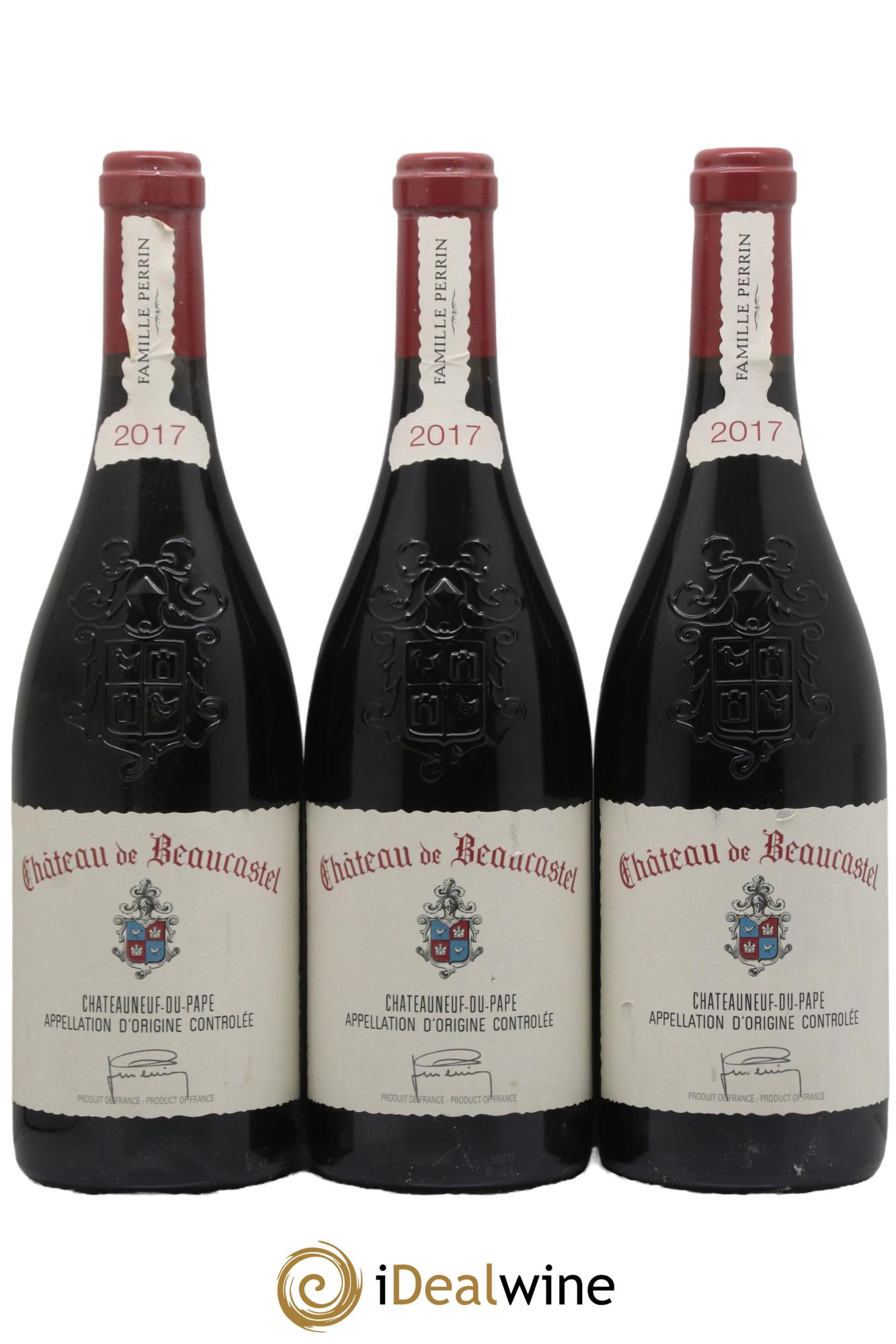Châteauneuf-du-Pape Château de Beaucastel Famille Perrin 2017 - Posten von 3 Flaschen - 0