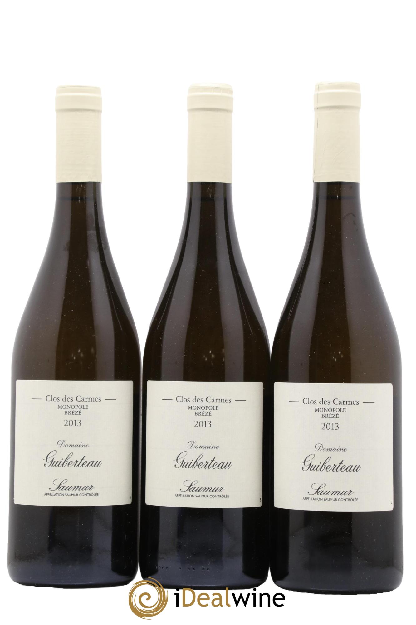 Saumur Brézé Clos des Carmes Domaine Guiberteau 2013 - Lot de 3 bouteilles - 0