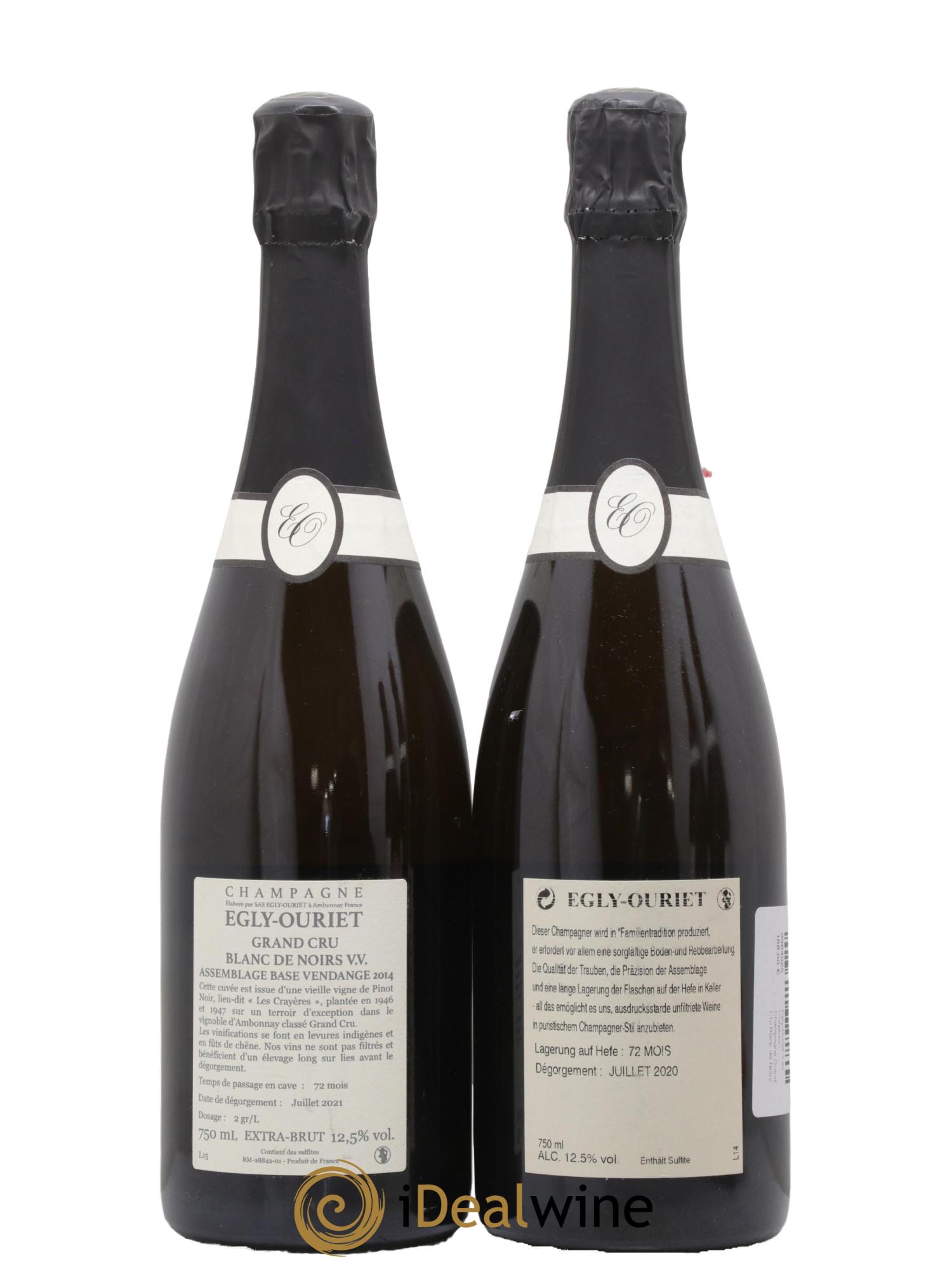 Blanc de Noirs Les Crayères Vieilles vignes Egly-Ouriet - Lotto di 2 bottiglie - 1