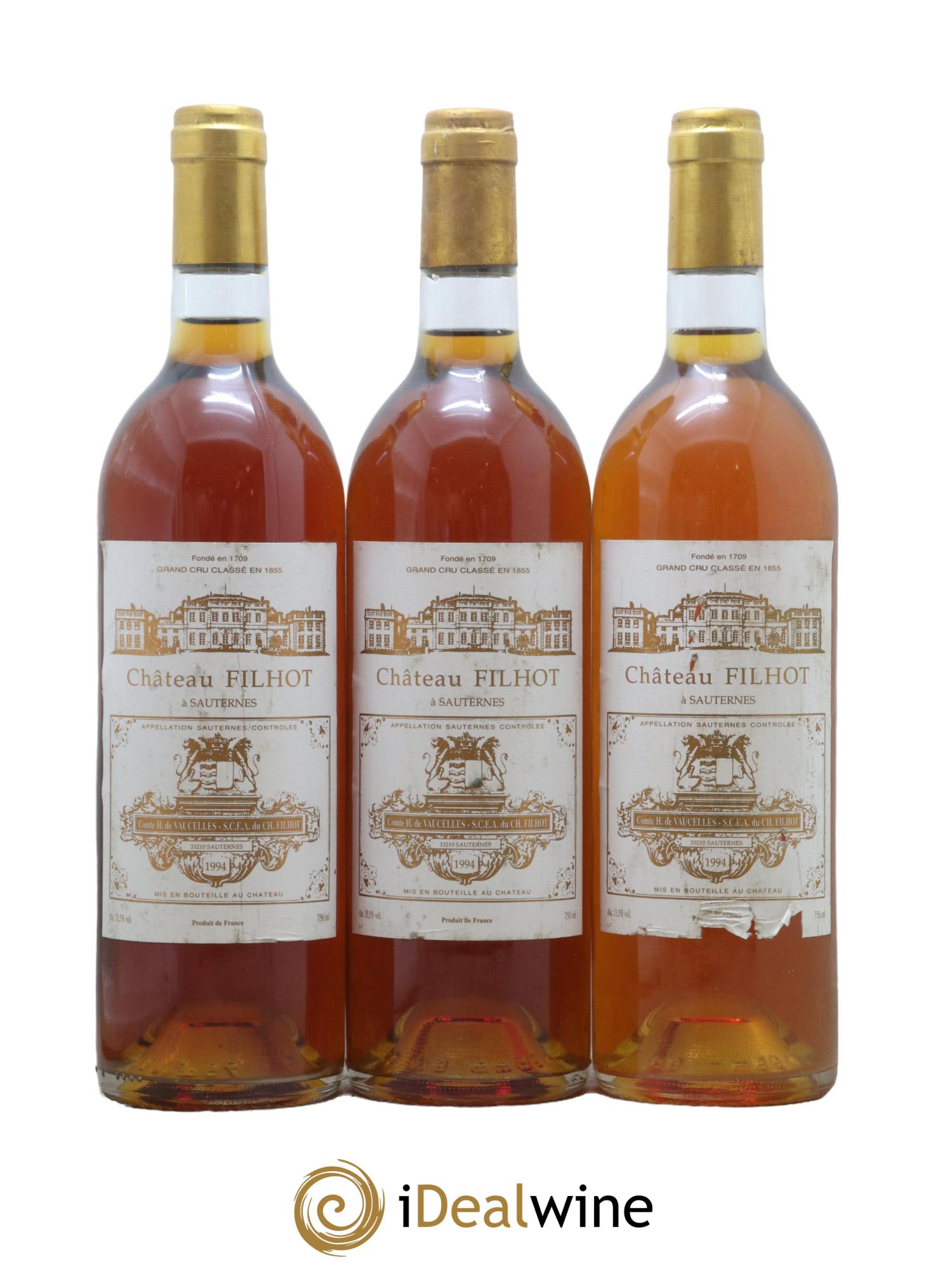 Château Filhot 2ème Grand Cru Classé 1994 - Lotto di 3 bottiglie - 0